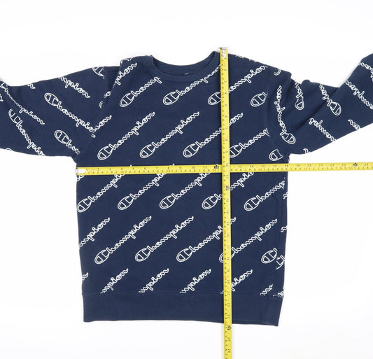 Champion Mens Blue Logo Pullover Sweatshirt Size L Regular Fit