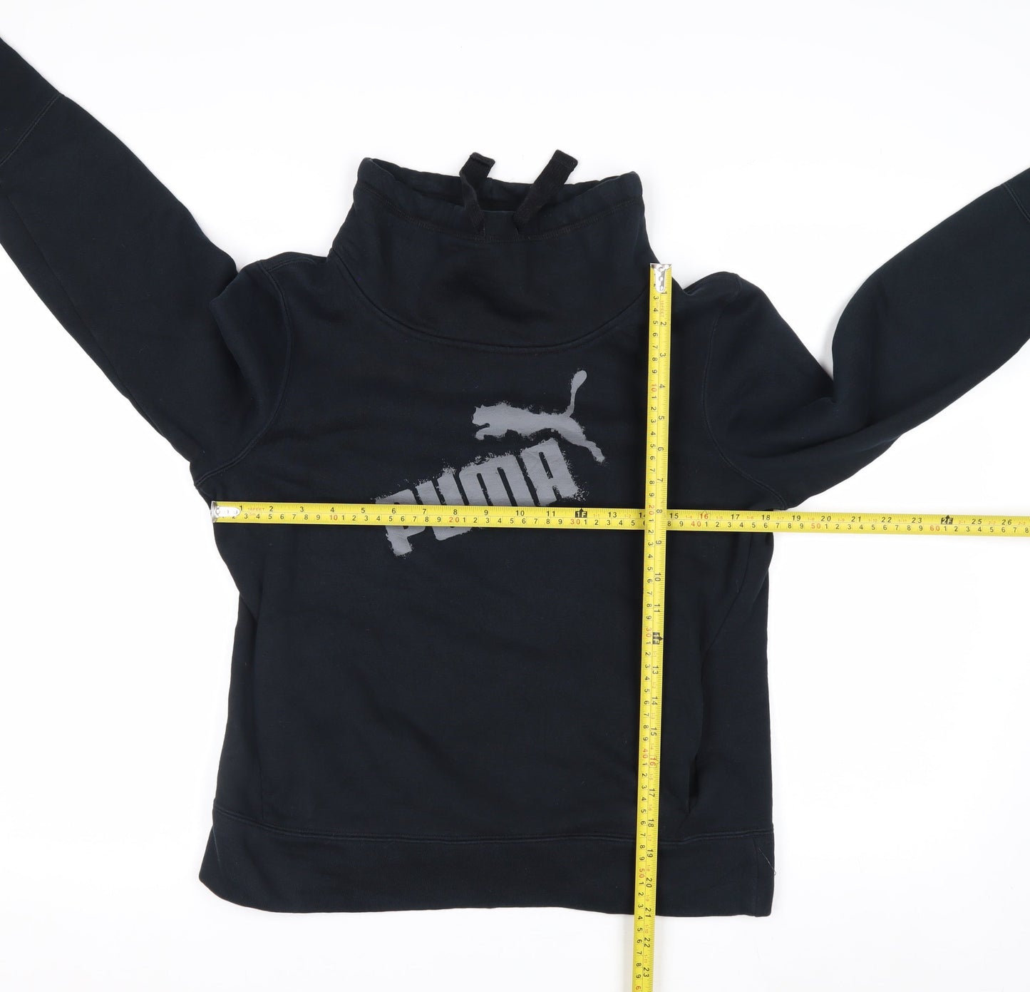 Puma Womens Black Size 12 Pullover Sweatshirt with Logo Print
