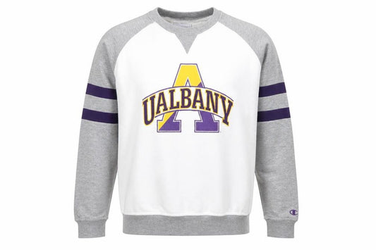 Champion Mens Grey White UAlbany Logo Sweatshirt M Pullover
