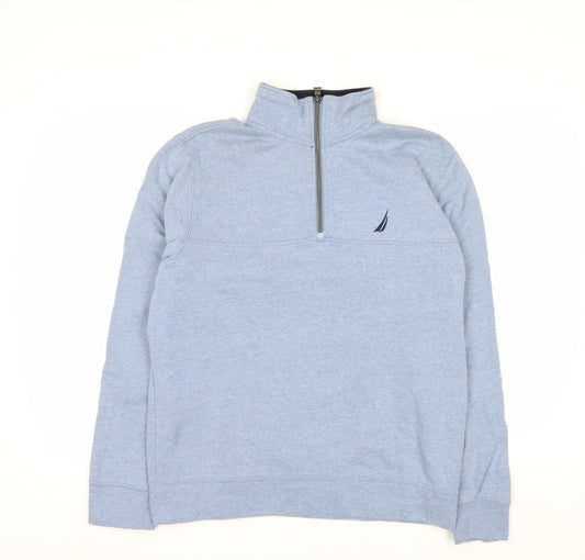 Nautica Men's Blue 1/4 Zip Fleece Sweatshirt Size S Regular Fit