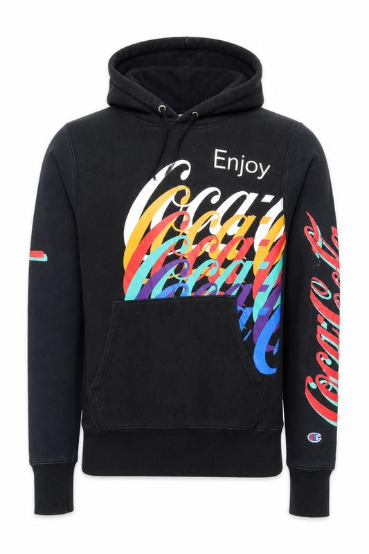 Champion Men's Black Small Pullover Hoodie Coca-Cola Graphic Print