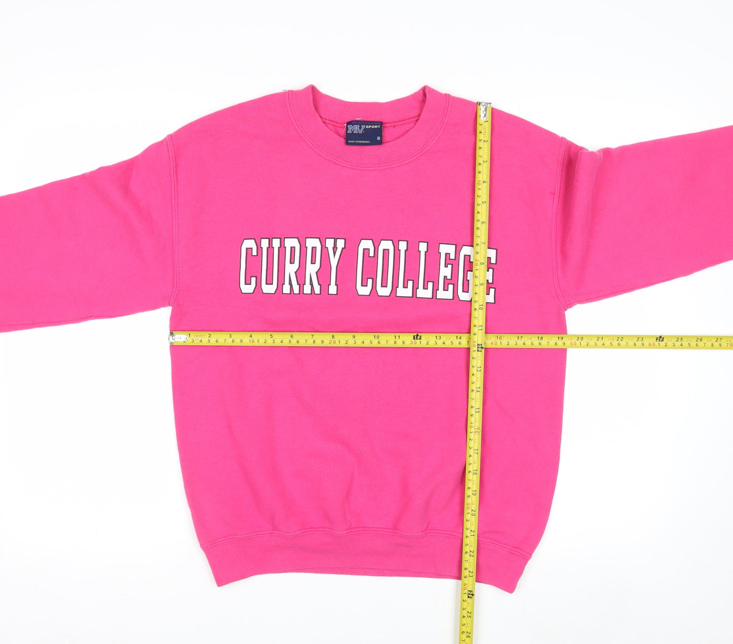 MV Sport Womens Pink Curry College Pullover Sweatshirt Size S