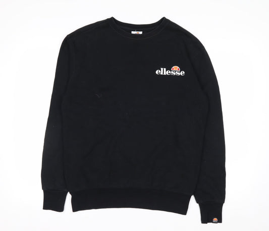 Ellesse Mens Black Crew Neck Pullover Sweatshirt M