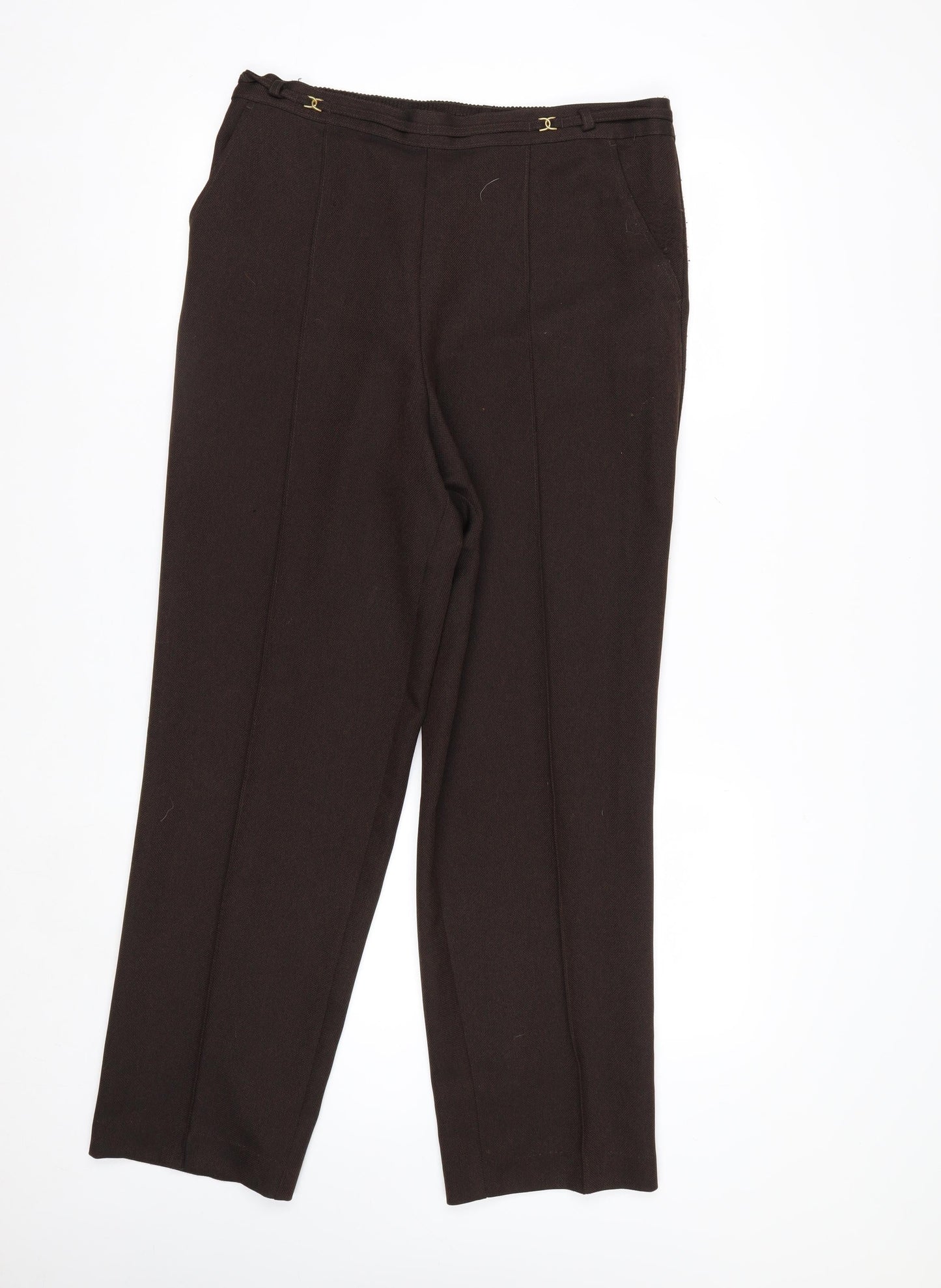 Marks and Spencer Women Brown Size 14 Long Straight Trousers