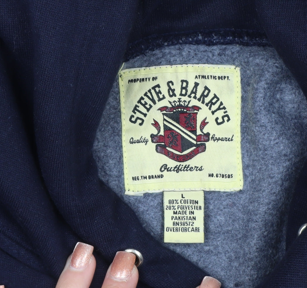 Steve & Barry's Men's Blue Navy Pullover Hoodie L College Fleece