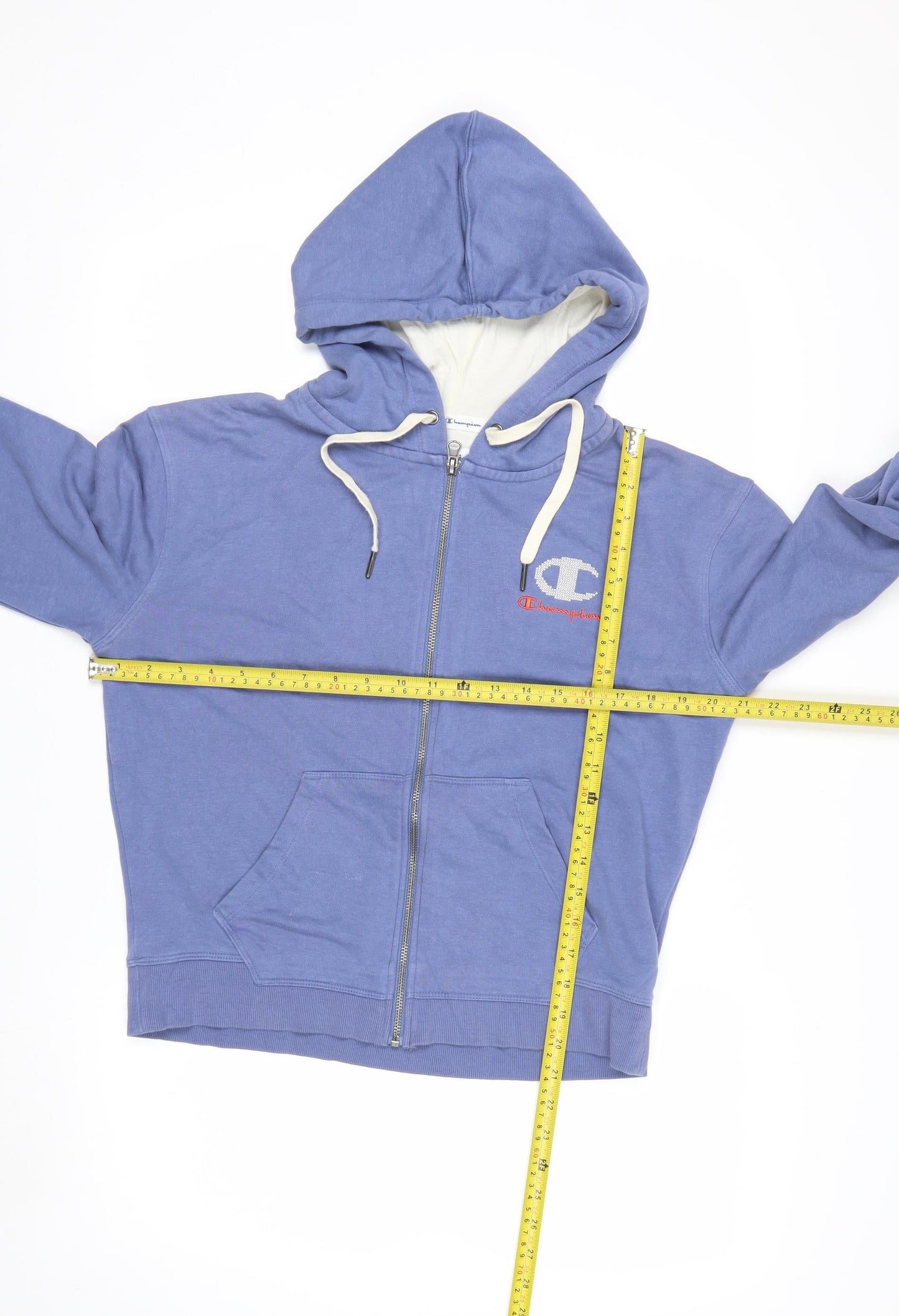 Champion Women's Blue Full Zip Hoodie Size M Cotton Blend