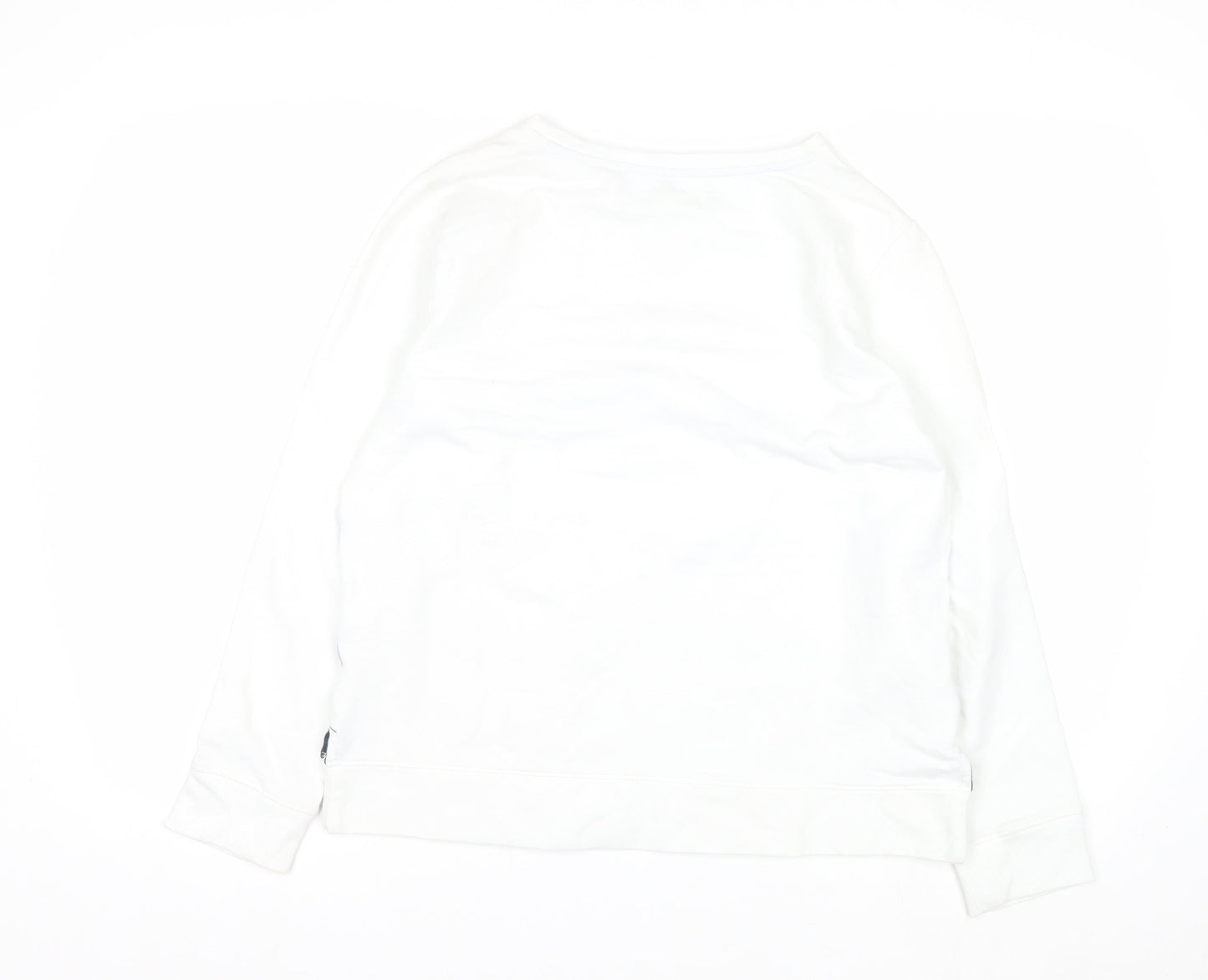 Nautica Women's White Striped Pullover Sweatshirt Size L Cotton Blend