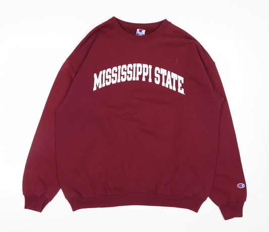 Champion Mens Red Large Pullover Sweatshirt Mississippi State Logo