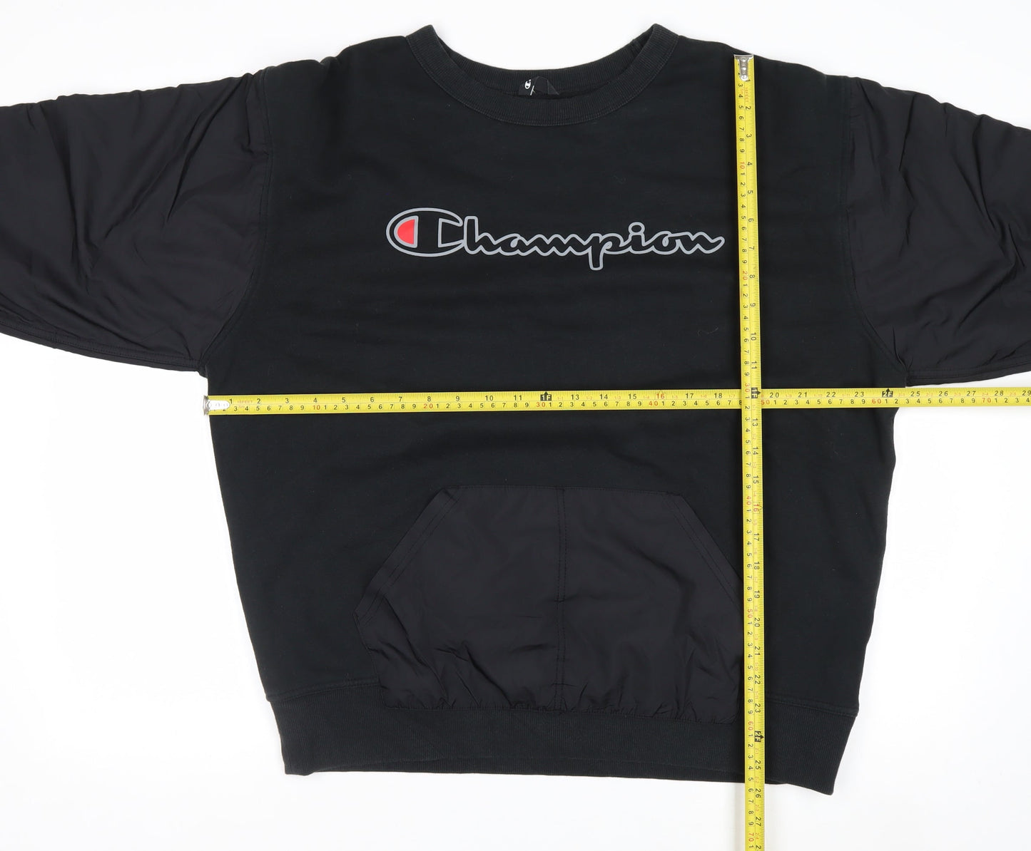 Champion Men's Black L Pullover Crew Neck Sweatshirt with Logo