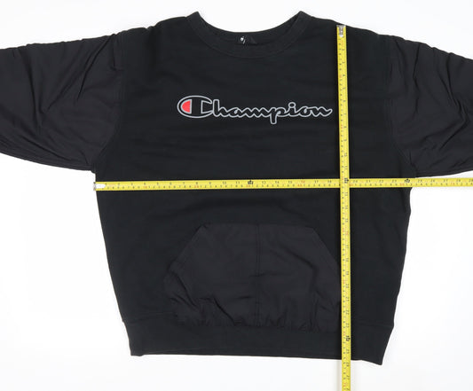 Champion Men's Black L Pullover Crew Neck Sweatshirt with Logo