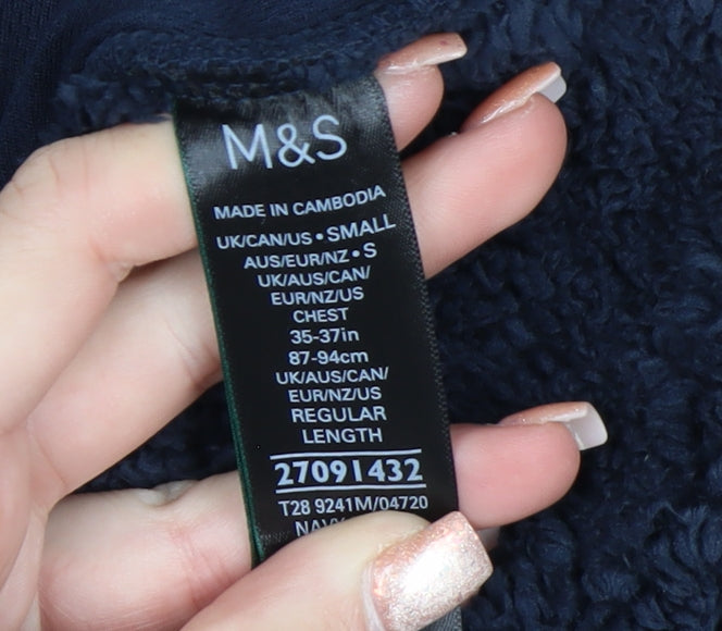 Marks and Spencer Men's Blue Fleece Full Zip Jacket S Regular Fit