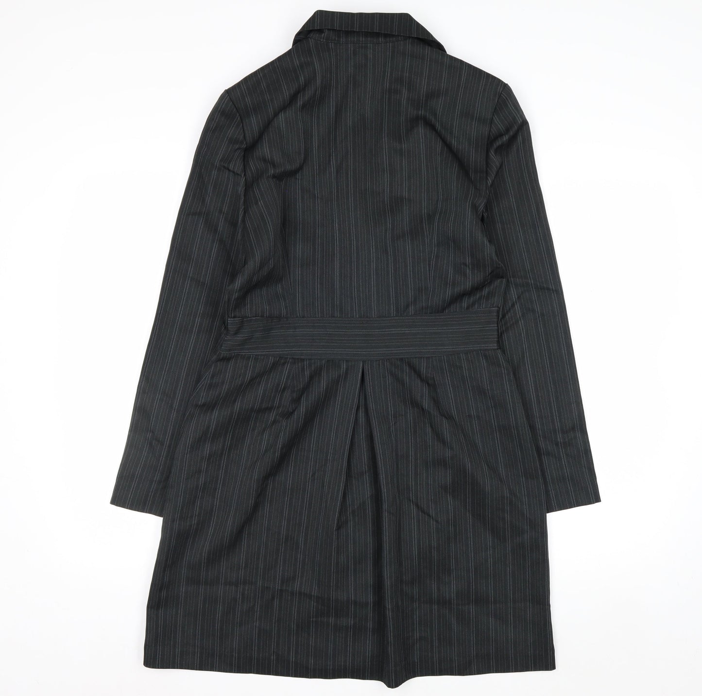 A.P.N.Y. Women Black Pinstripe 3 Button Long Suit Jacket Size 10