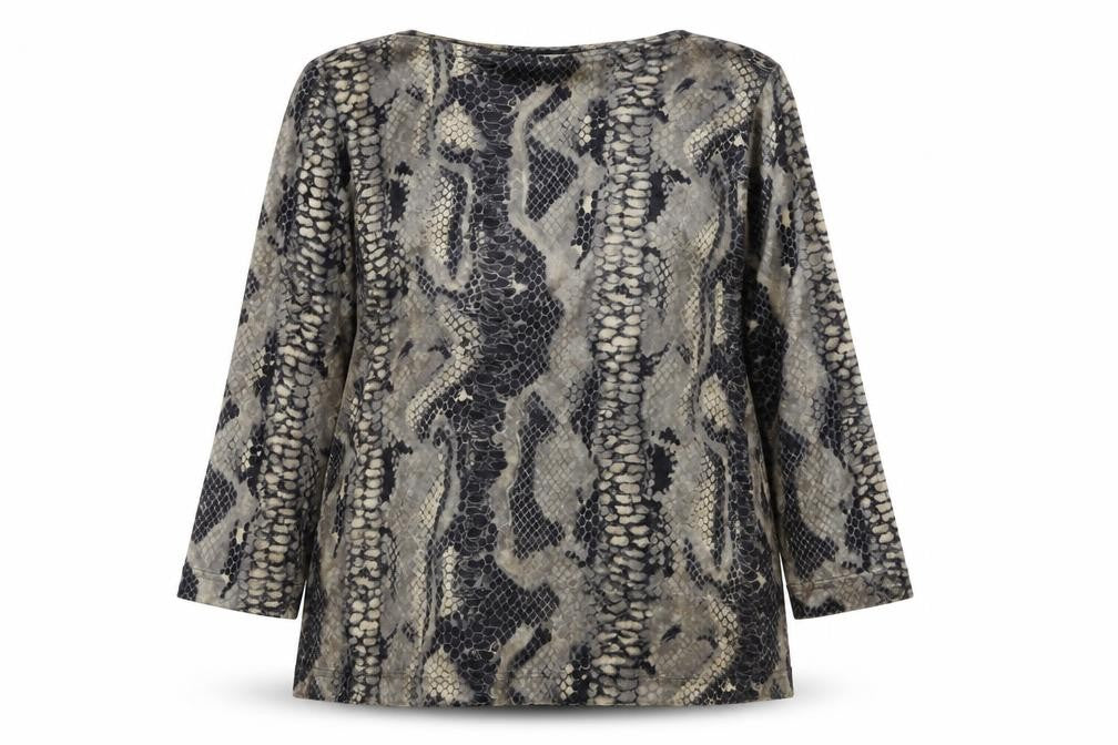 Jolie Womens Brown Snake Print Velvet Long Sleeve Blouse XL