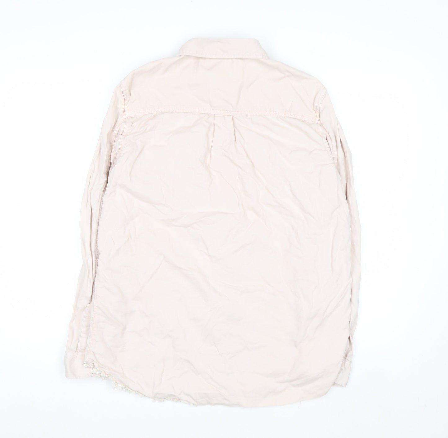 New Look Women Beige Cotton Button-Up Shirt UK 10 Long Sleeve