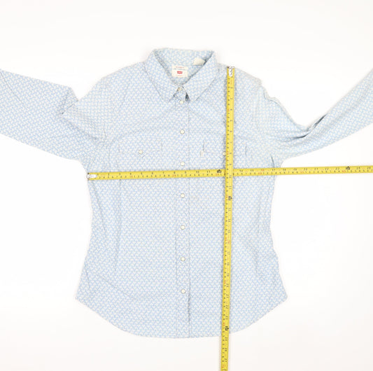 Levi's Women's Blue Geometric Long Sleeve Button-Up Shirt M
