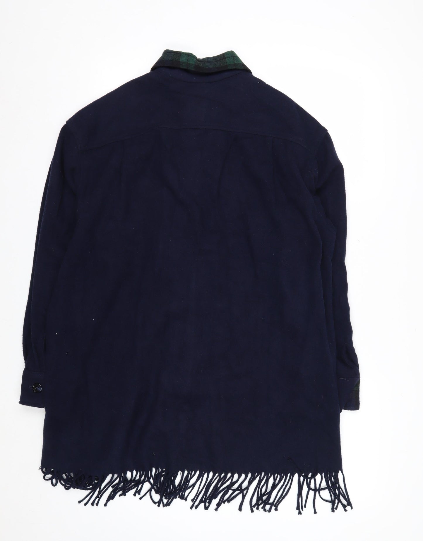 Jordan & Cole Women's Blue Wool Long Fringe Overcoat M