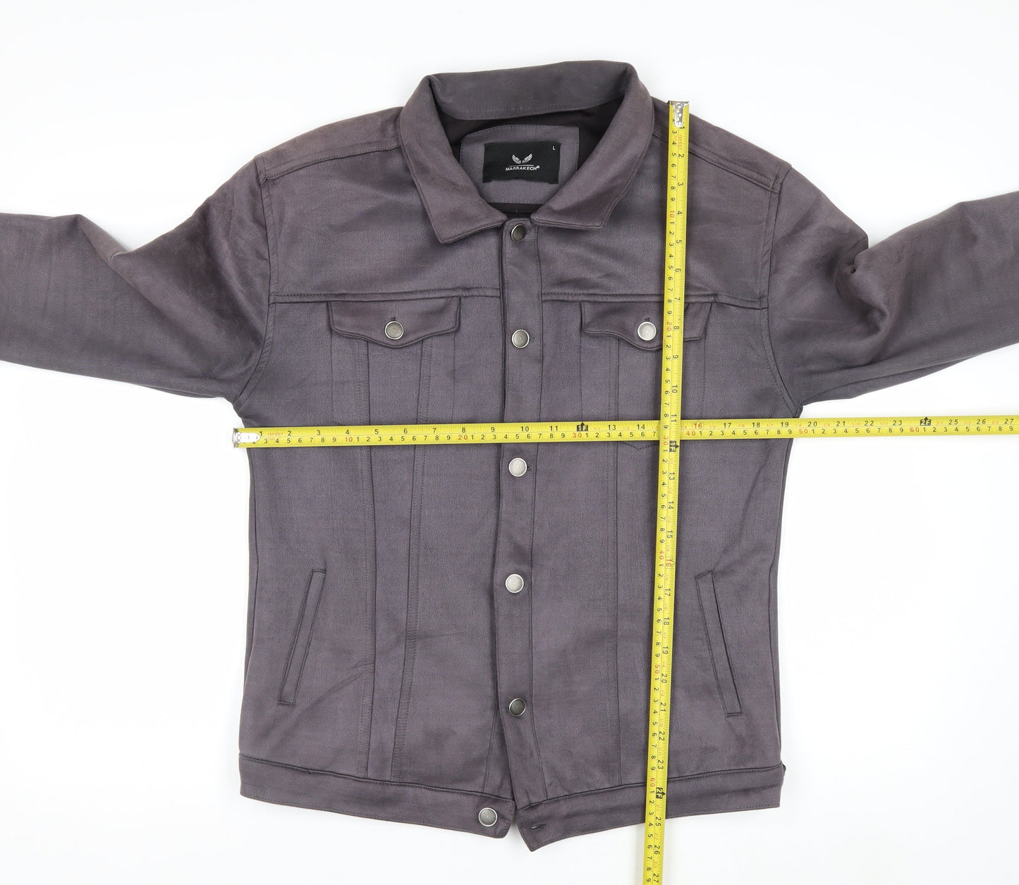Marrakech Women’s Grey Suede Basic Jacket L Collared Button Front