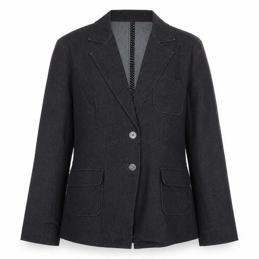 April Cornell Womens Black Cotton Blend Blazer Jacket Size 12