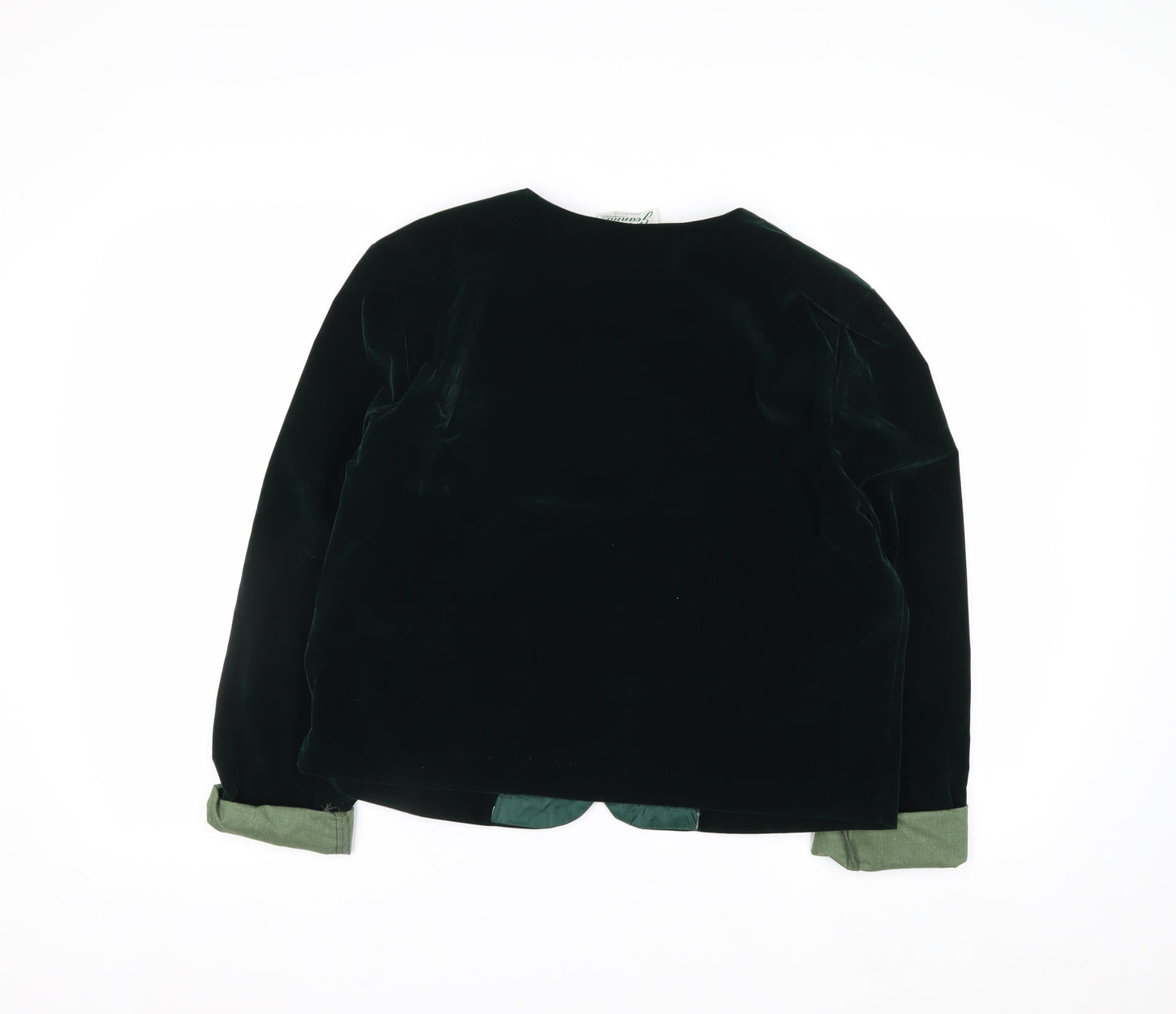 Joanna Womens Green Velvet Button Jacket Medium Classic Style