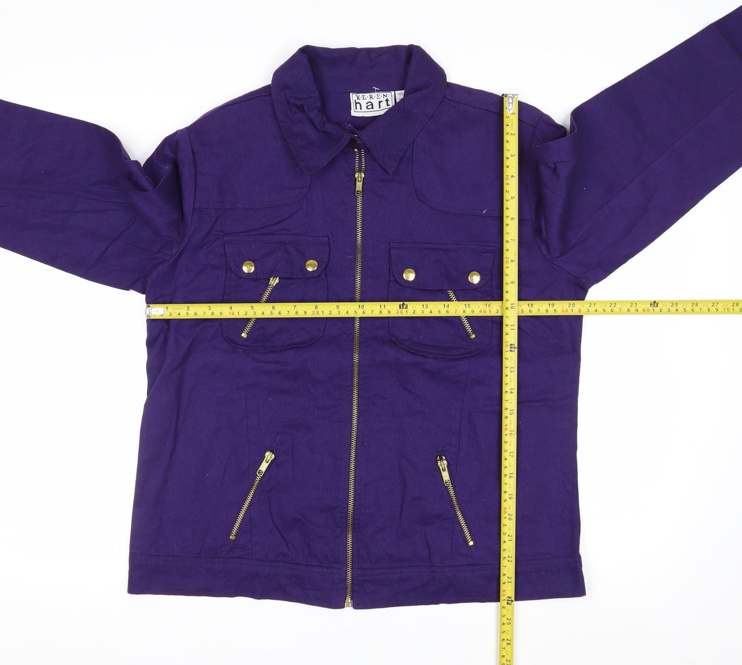 Keren Hart Women's Purple Cotton Zip-Up Jacket Size M