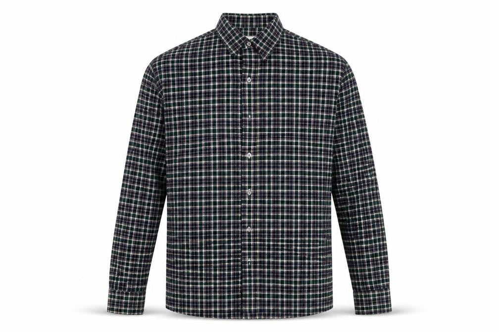 Executive Class by Evershine Men's Green Checked Flannel Shirt Size 42