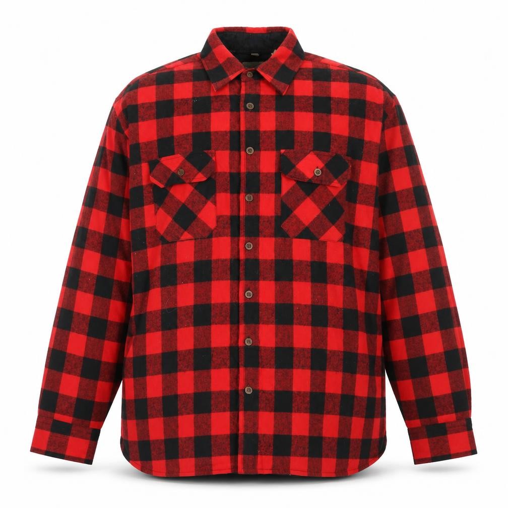 St. John’s Bay Men’s Red Black Check Flannel Shirt XL Vintage