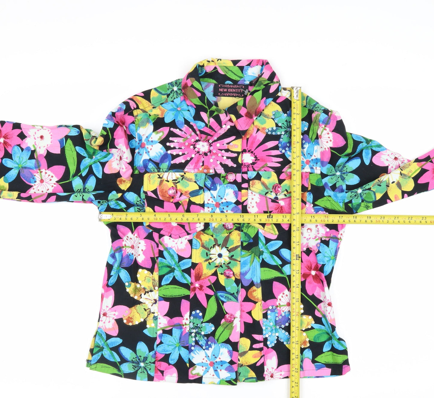 New Identity Women's Multicoloured Floral Cotton Jacket Size S