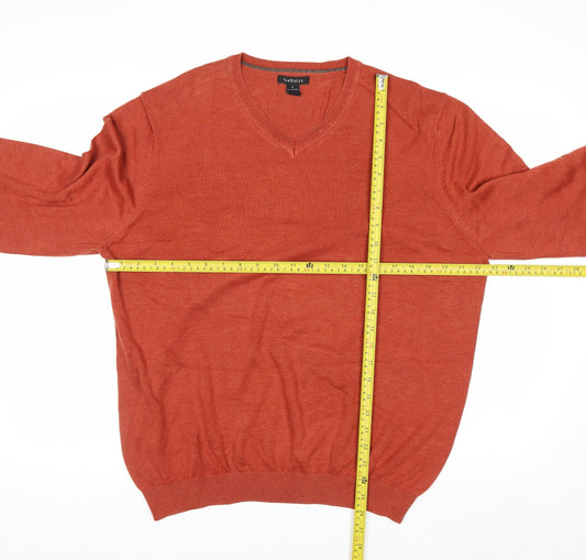 Van Heusen Men's Orange V-Neck Cotton Blend Jumper L
