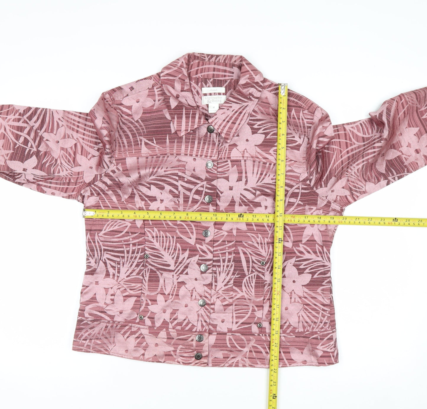 Christopher & Banks Women's Pink Floral Button Jacket Size M