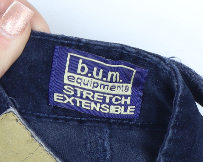 B.U.M. Equipment Women Blue Corduroy Stretch Trousers Size 16