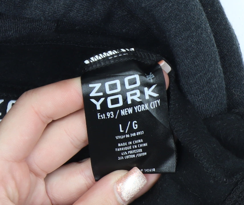 Zoo York Men's Black Red Grey Pullover Hoodie Size L Urban Skate Style