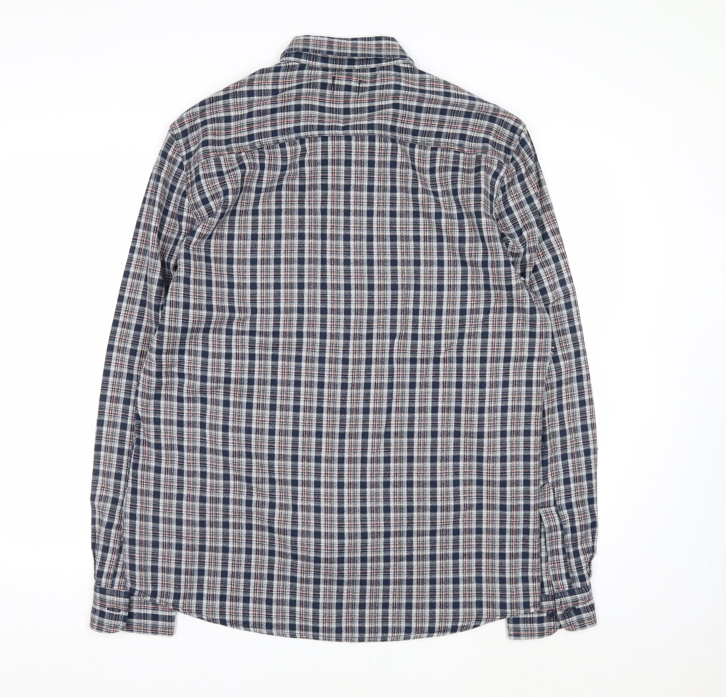 Easy 1973 Men's Blue Checked Cotton Long Sleeve Button-Up Shirt Size L