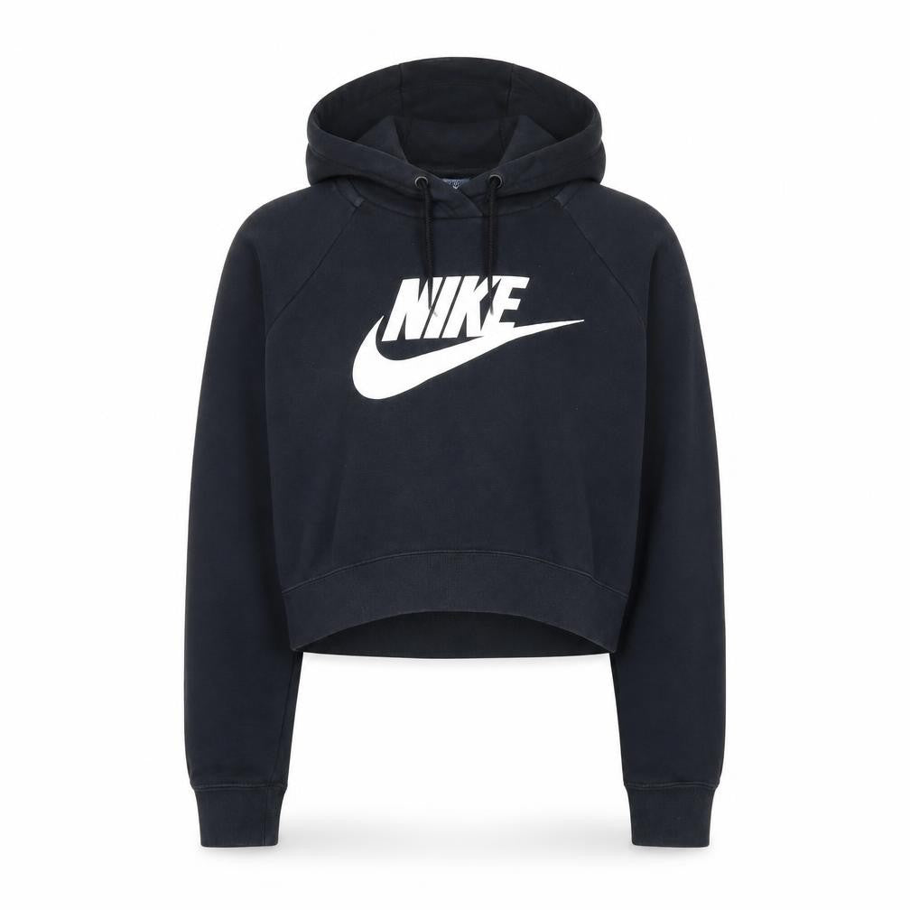 Nike Women Black Small Cropped Pullover Hoodie Sweatshirt