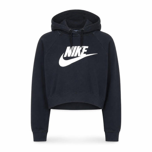 Nike Women Black Small Cropped Pullover Hoodie Sweatshirt
