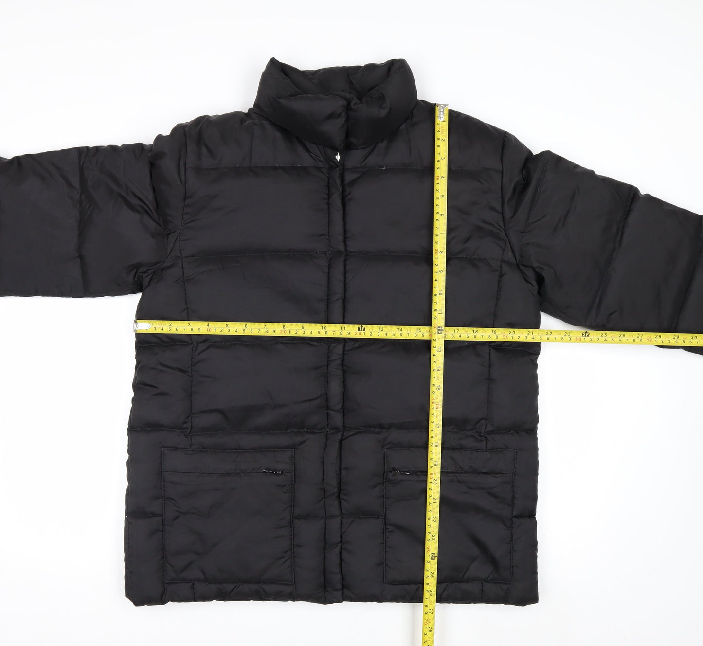 IZZI Womens Black Puffer Jacket M Mid-Length Down Winter Coat