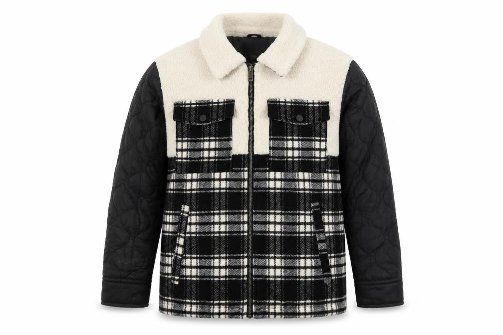 River Island Boys Black Check Sherpa Shirt Jacket 9-10 Years