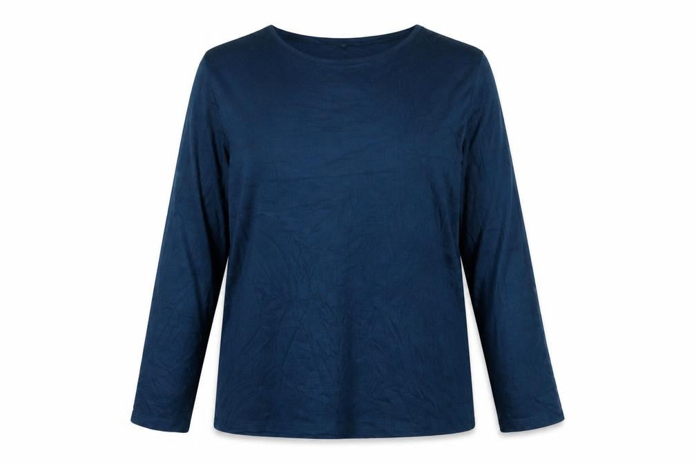 Finery Women Blue Long Sleeve Basic Jersey T-Shirt UK 18