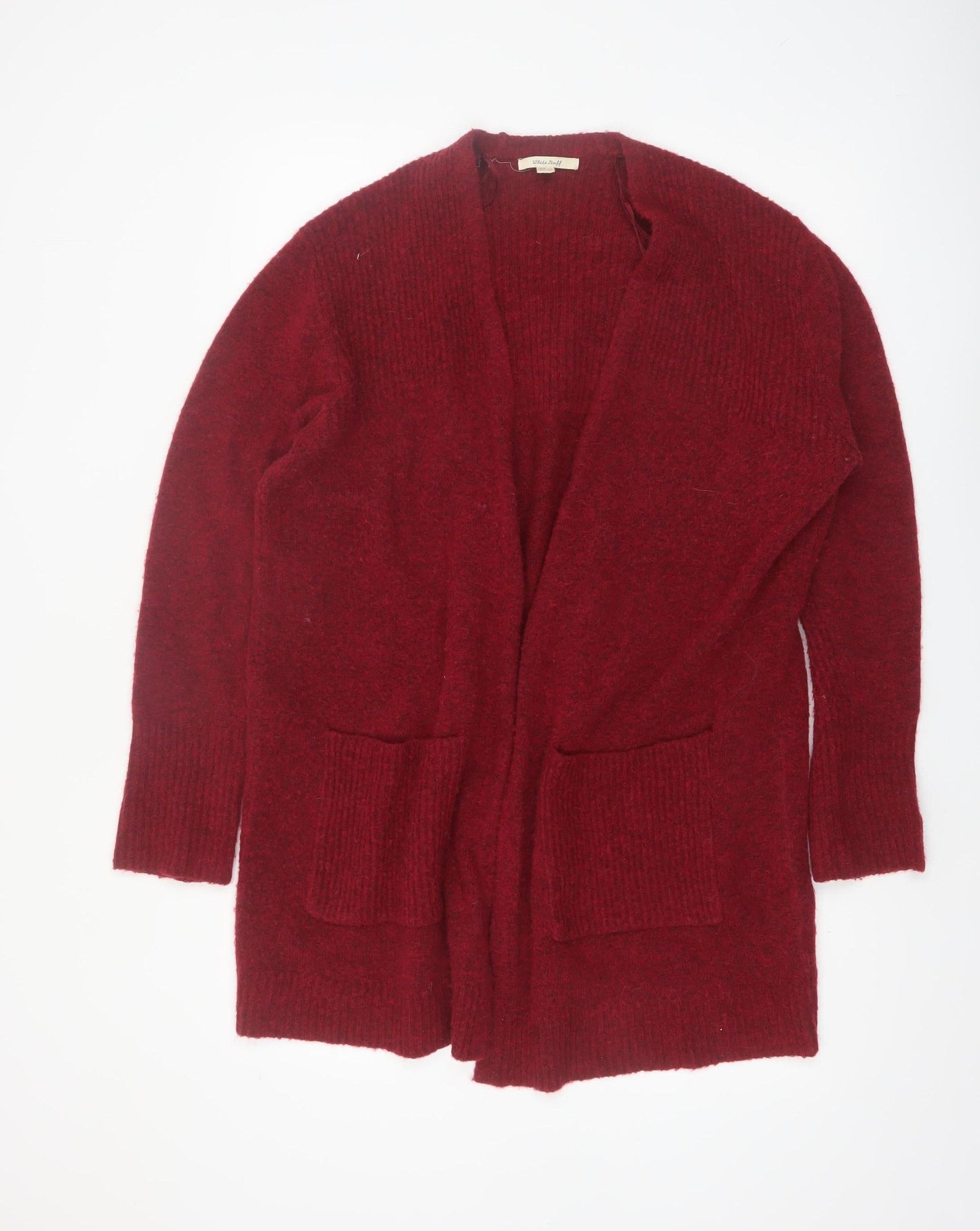 White Stuff Women Red Long Sleeve Open Knit Cardigan UK 14