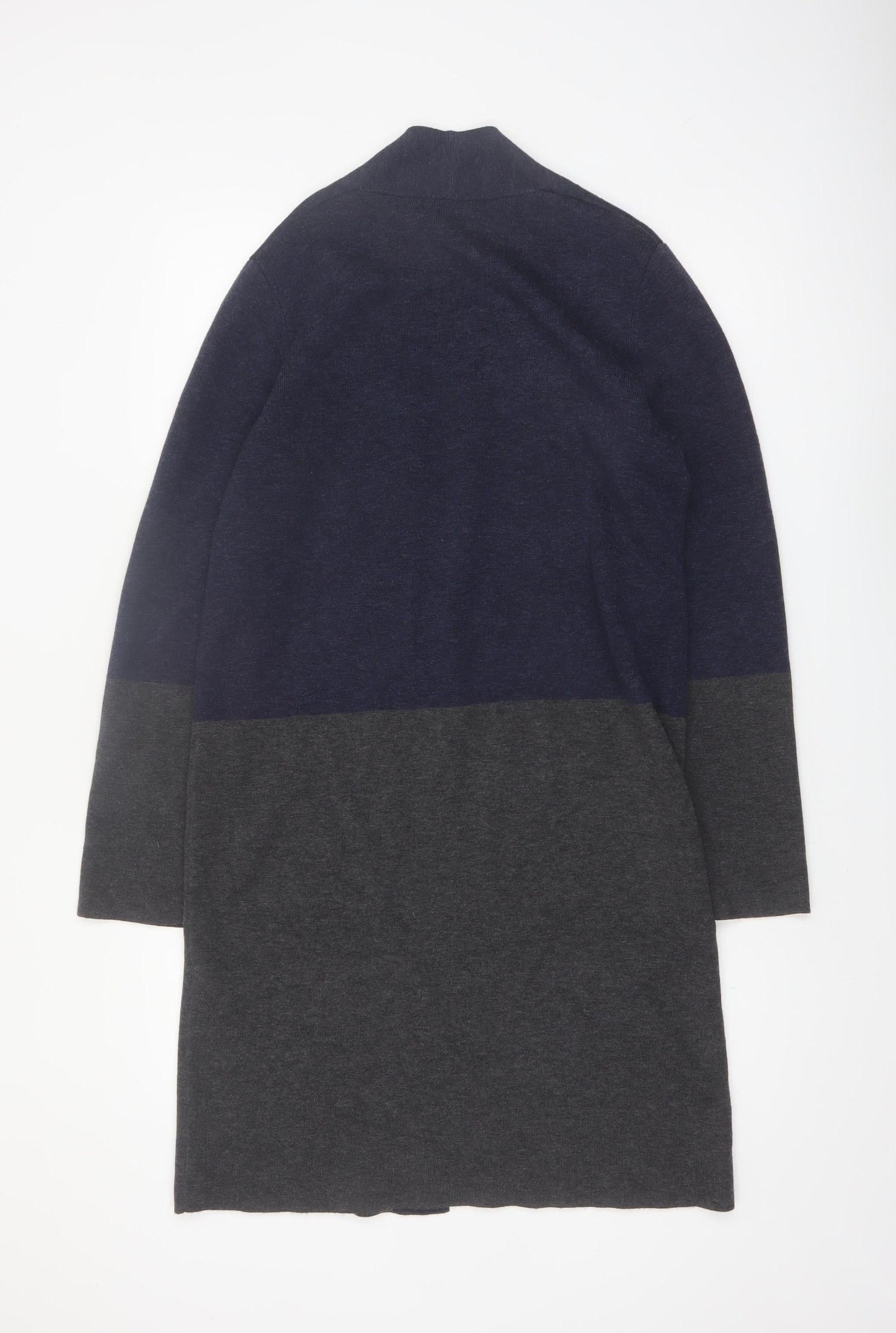 Hobbs Women’s Grey & Navy Colour Block Long Knit Cardigan M