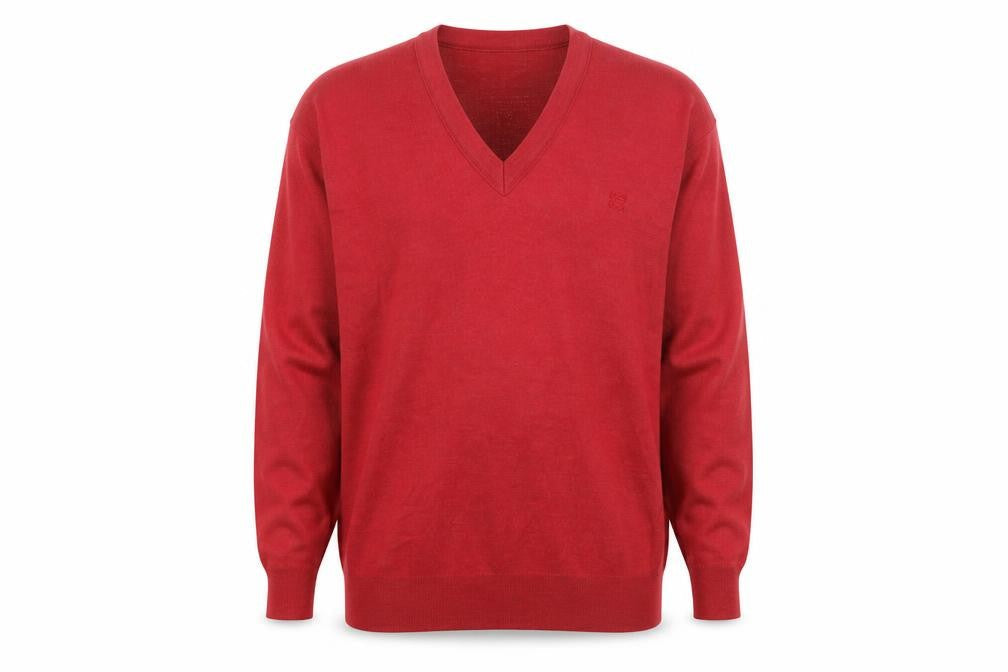 Summerland Men Red Wool Blend V-Neck Pullover Jumper M