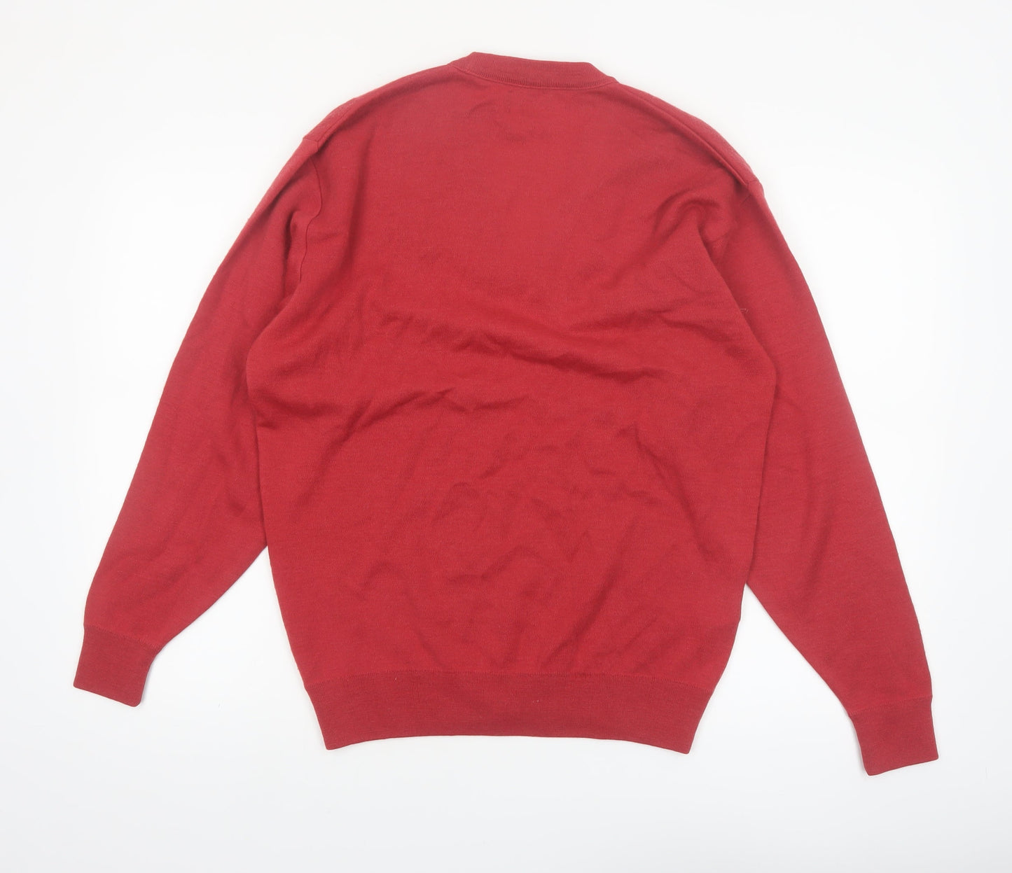 Summerland Men Red Wool Blend V-Neck Pullover Jumper M