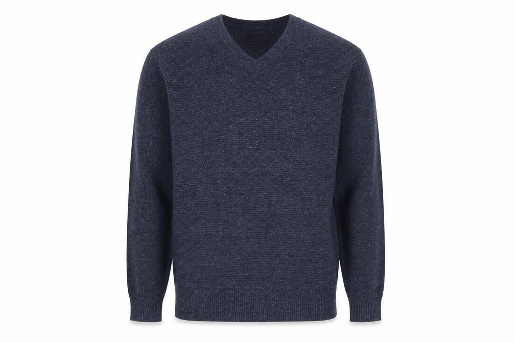 Mantaray Men's Blue Cotton V-Neck Jumper Size M