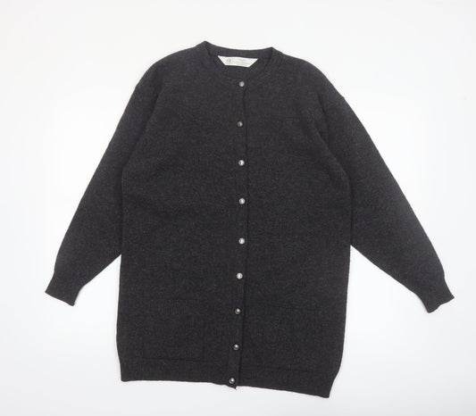 Marks & Spencer Women Dark Grey Lambswool Cardigan UK 10 Classic Fit