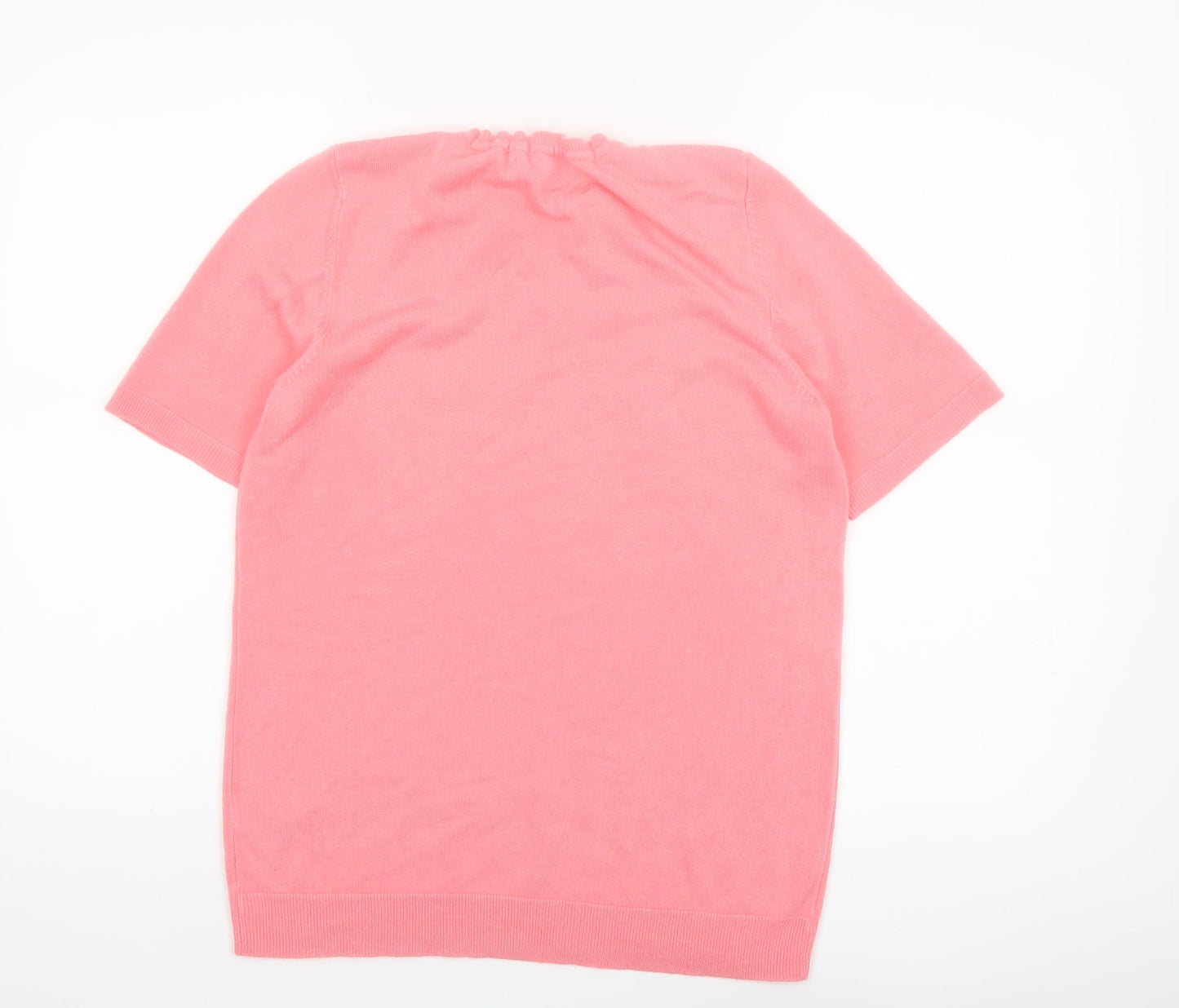 Bonmarché Women's Pink Short Sleeve Acrylic Mock Neck Jumper Size 12