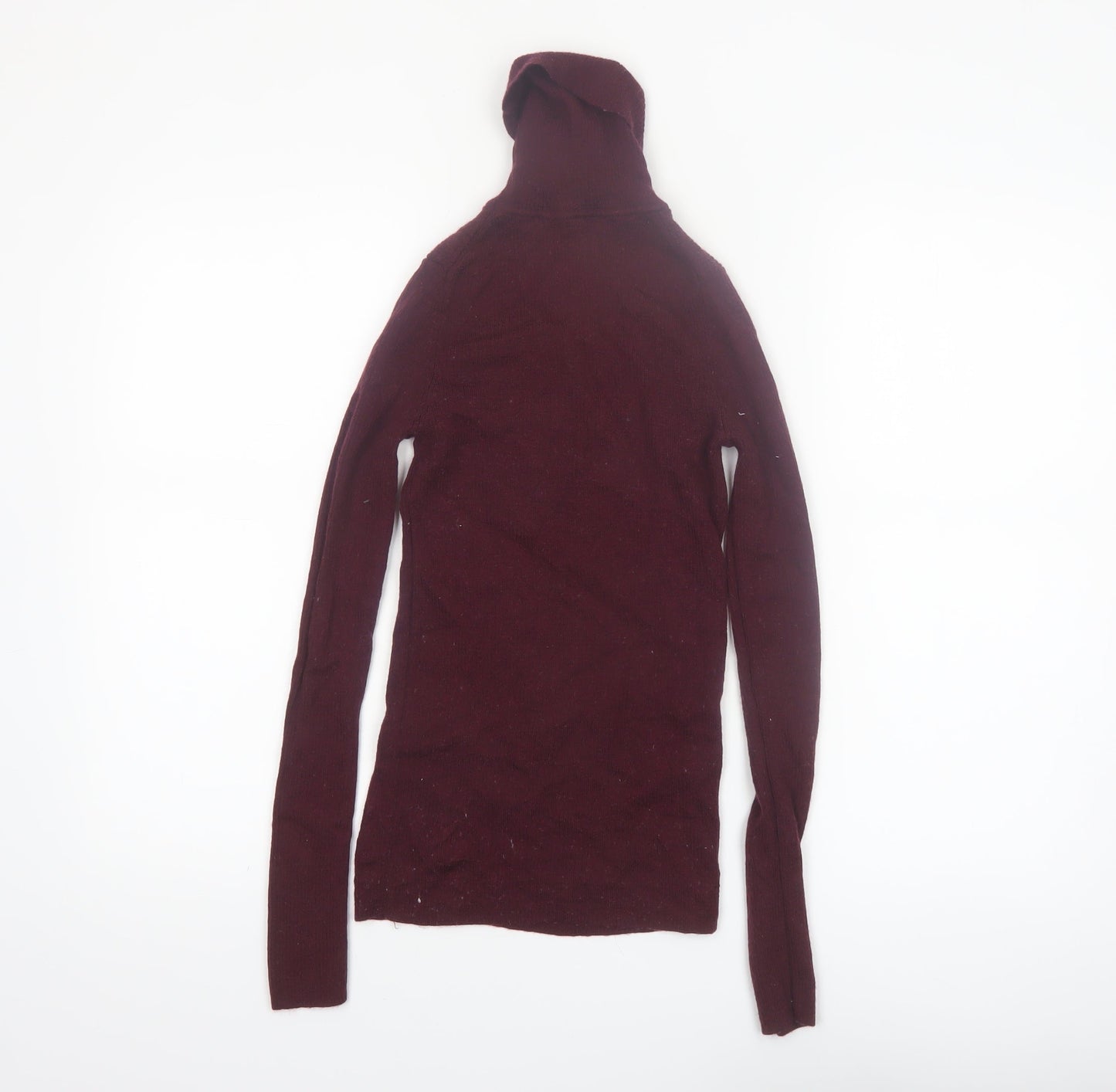 UNIQLO Women's Red Wool Roll Neck Jumper XS Slim Fit
