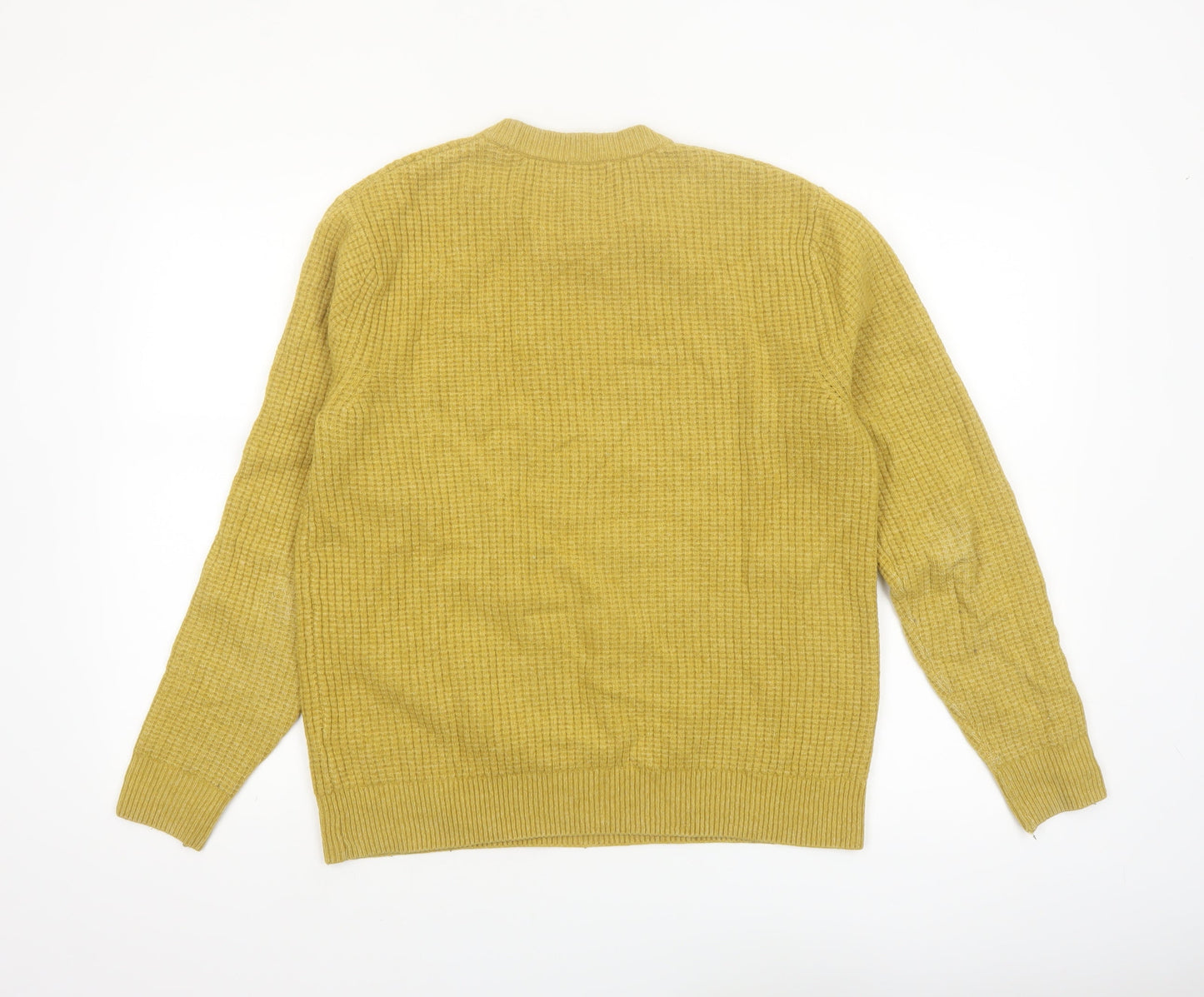 Marks and Spencer Men's Yellow Wool Blend Waffle Knit Jumper S Regular