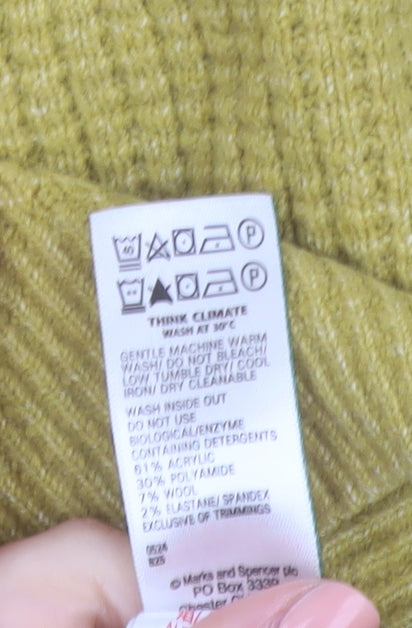 Marks and Spencer Men's Yellow Wool Blend Waffle Knit Jumper S Regular
