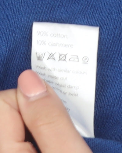 John Lewis Men's Blue V-Neck Cotton Cashmere Jumper Size L