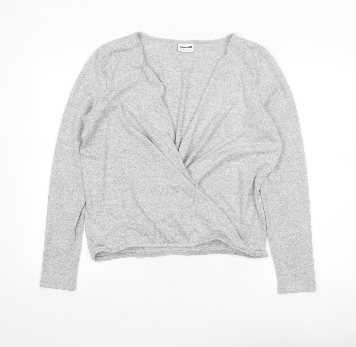 Noisy May Women's Grey Wrap Jersey Blouse Top Size M