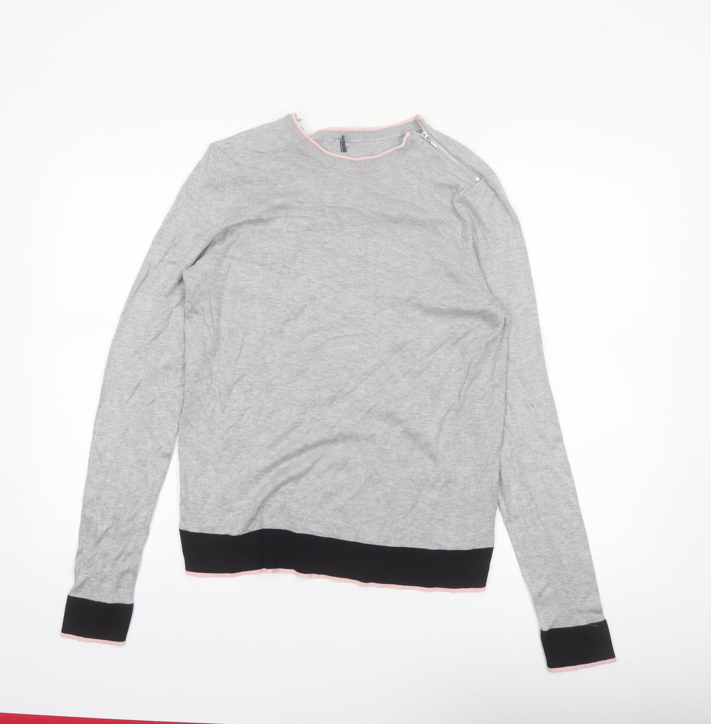 Debenhams Womens Grey Regular Fit Crew Neck Pullover Jumper Size 16